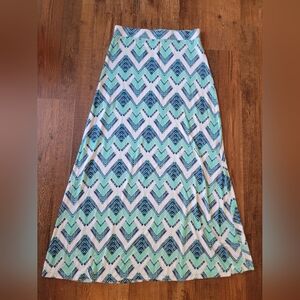 Tart Blue White Geometric Chevron Maxi Skirt